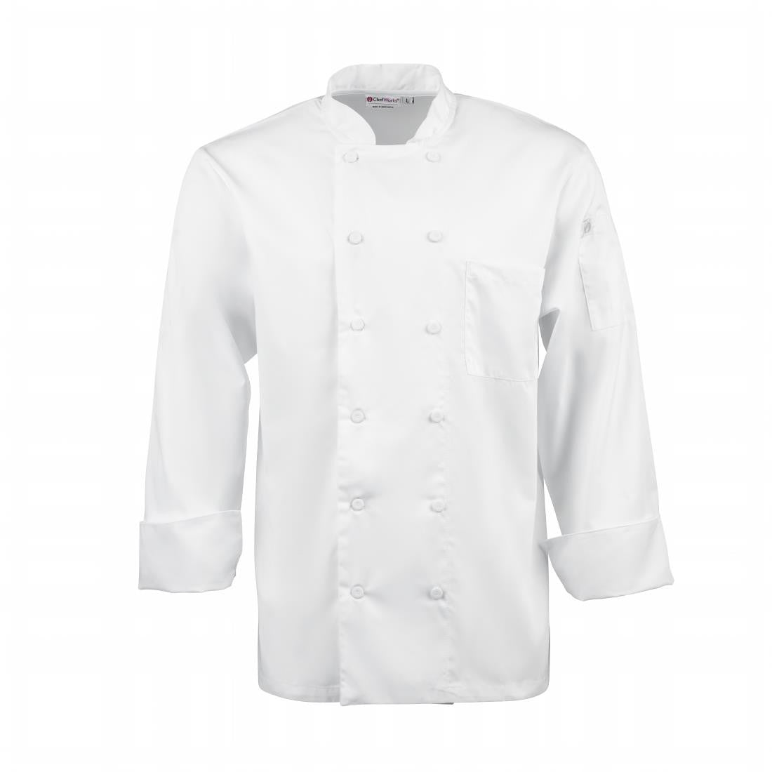 Chef Works Calgary Long Sleeve Cool Vent Unisex Chefs Jacket White L B649-L