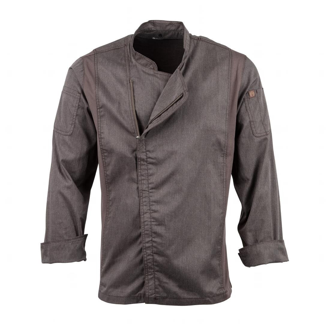 Chef Works Hartford Lightweight L/S Zipper Coat Graphite Size XS BB263-XS