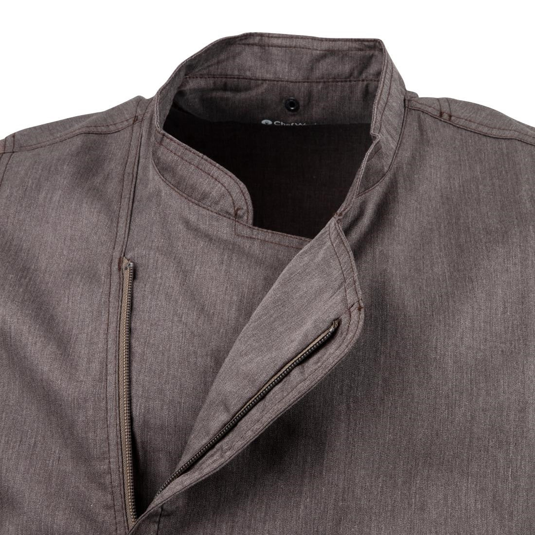 Chef Works Hartford Lightweight L/S Zipper Coat Graphite Size XS BB263-XS