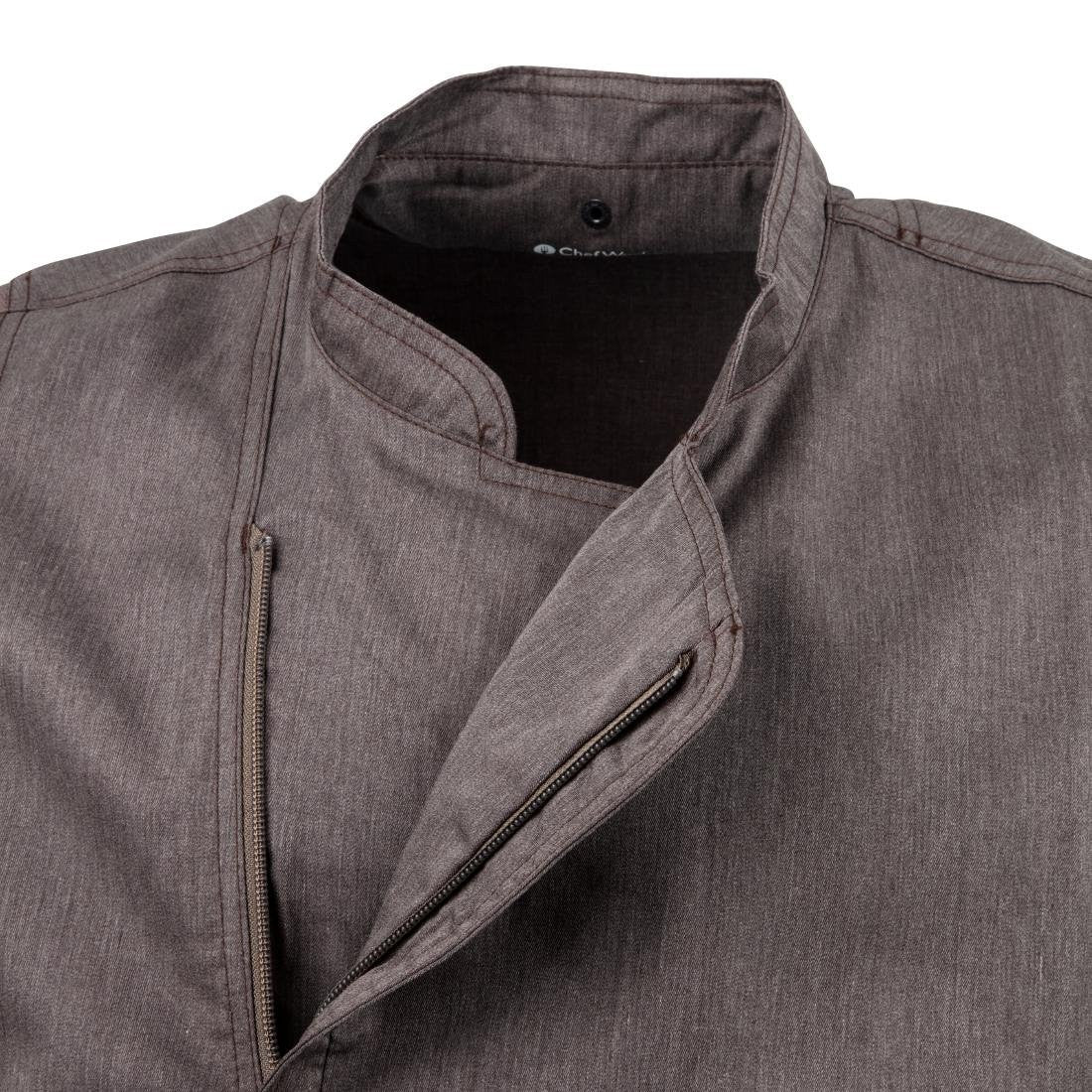 Chef Works Hartford Lightweight L/S Zipper Coat Graphite Size XL BB263-XL