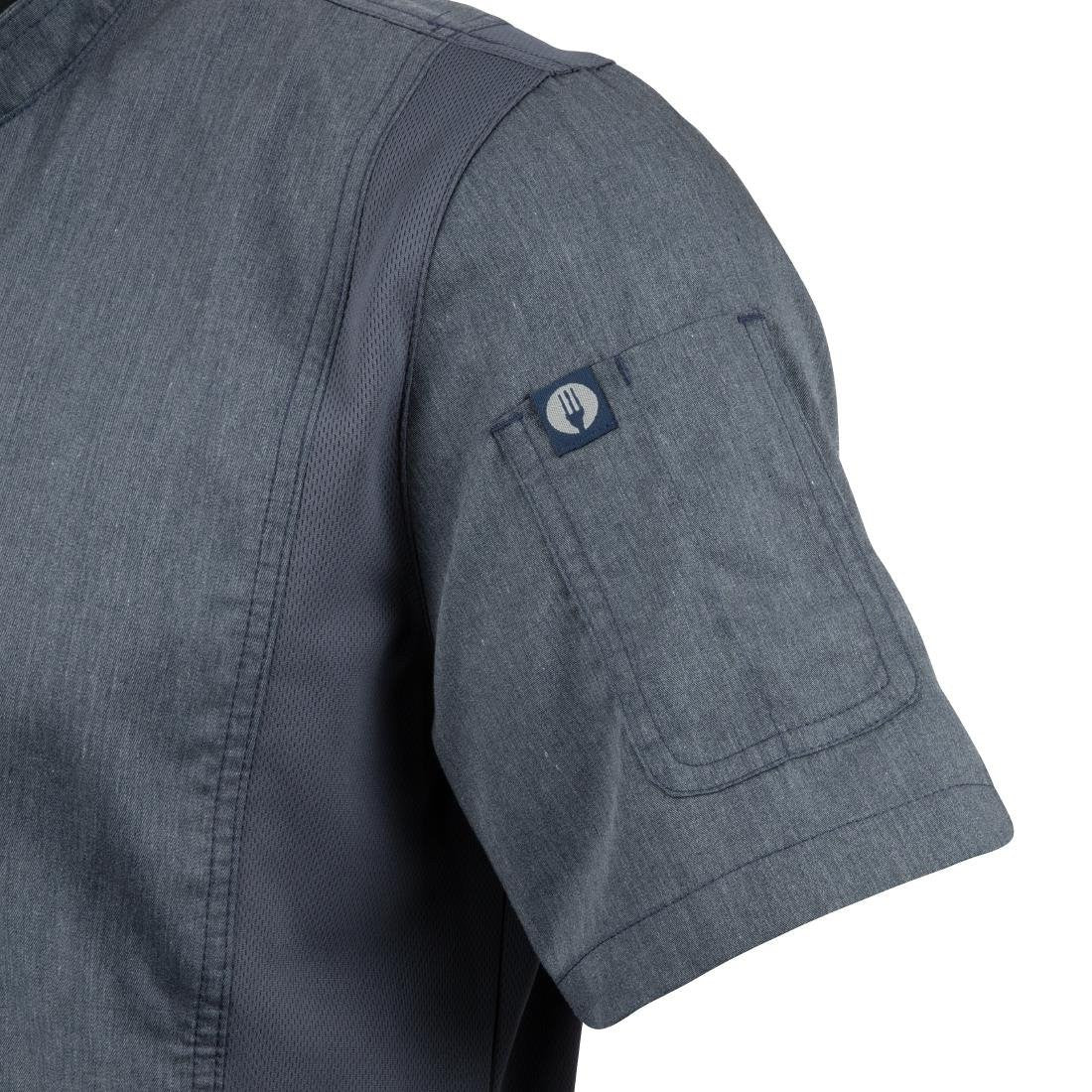 Chef Works Unisex Springfield Lightweight Short Sleeve Zipper Coat Ink Blue Size XL BB267-XL