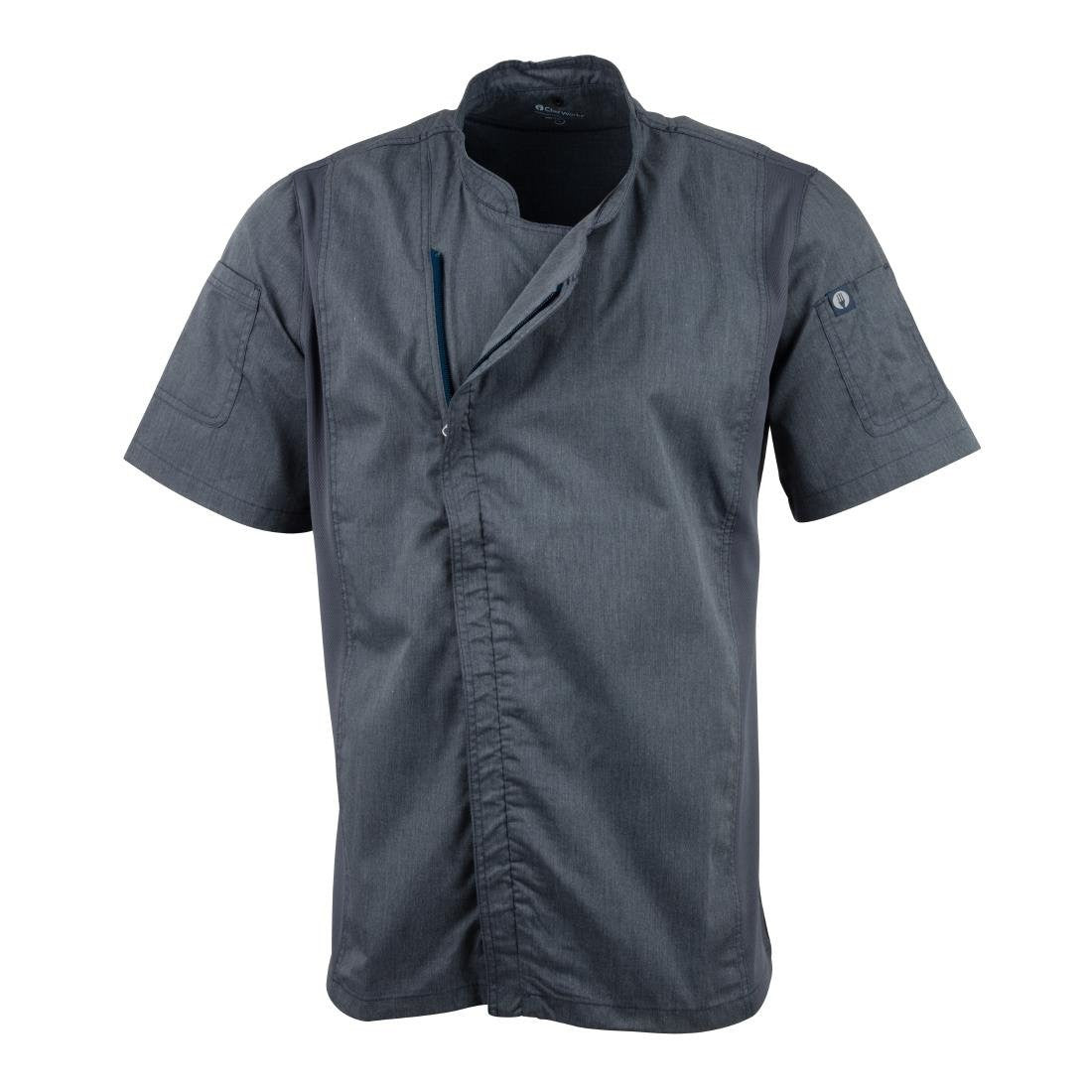 Chef Works Unisex Springfield Lightweight Short Sleeve Zipper Coat Ink Blue Size XL BB267-XL