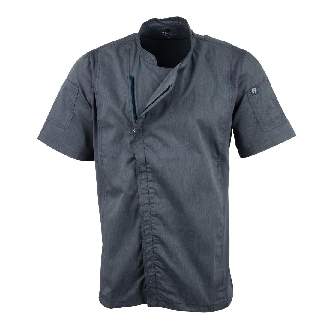 Chef Works Unisex Springfield Lightweight Short Sleeve Zipper Coat Ink Blue Size XS BB267-XS