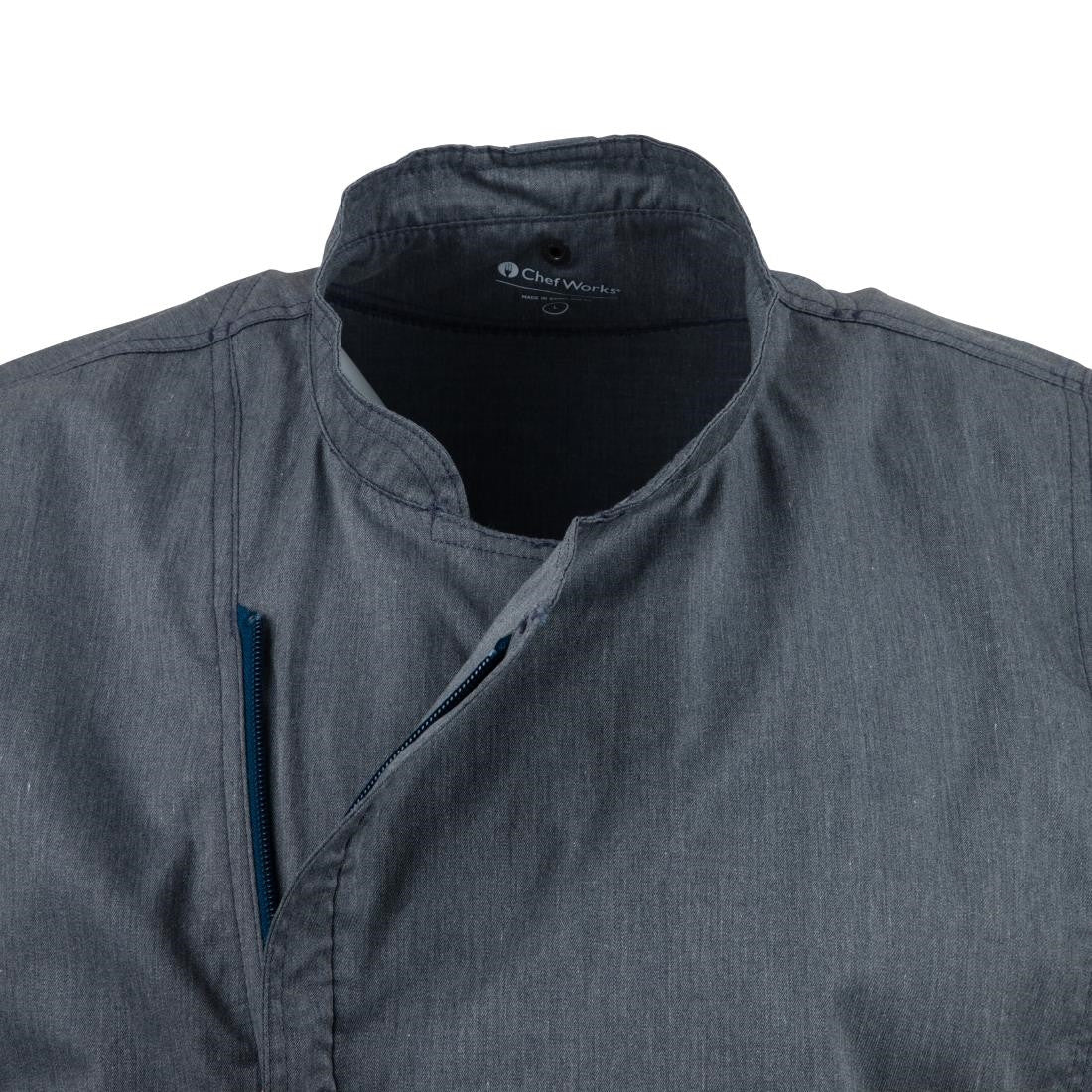 Chef Works Unisex Springfield Lightweight Short Sleeve Zipper Coat Ink Blue Size S BB267-S