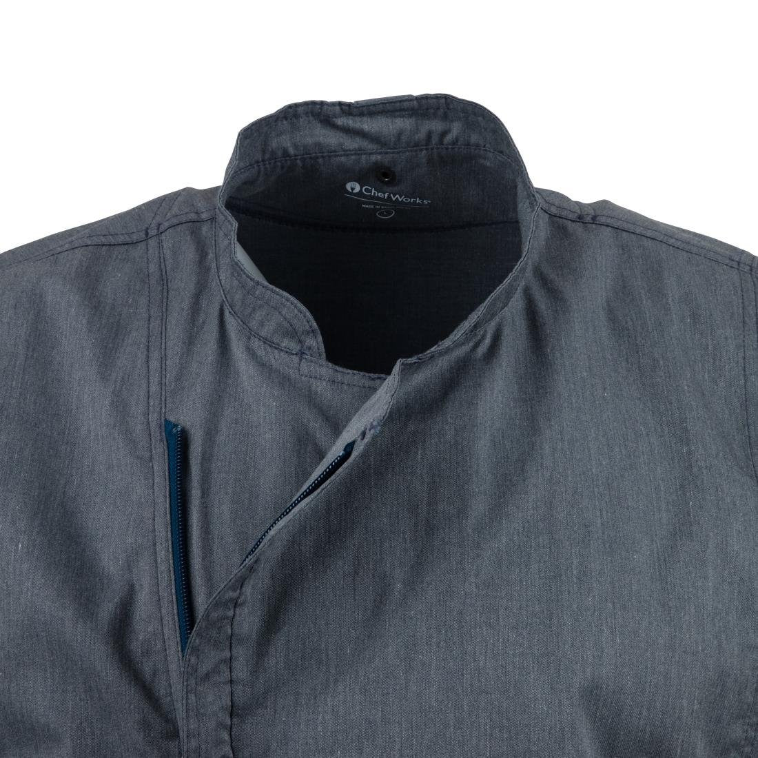 Chef Works Unisex Springfield Lightweight Short Sleeve Zipper Coat Ink Blue Size XL BB267-XL
