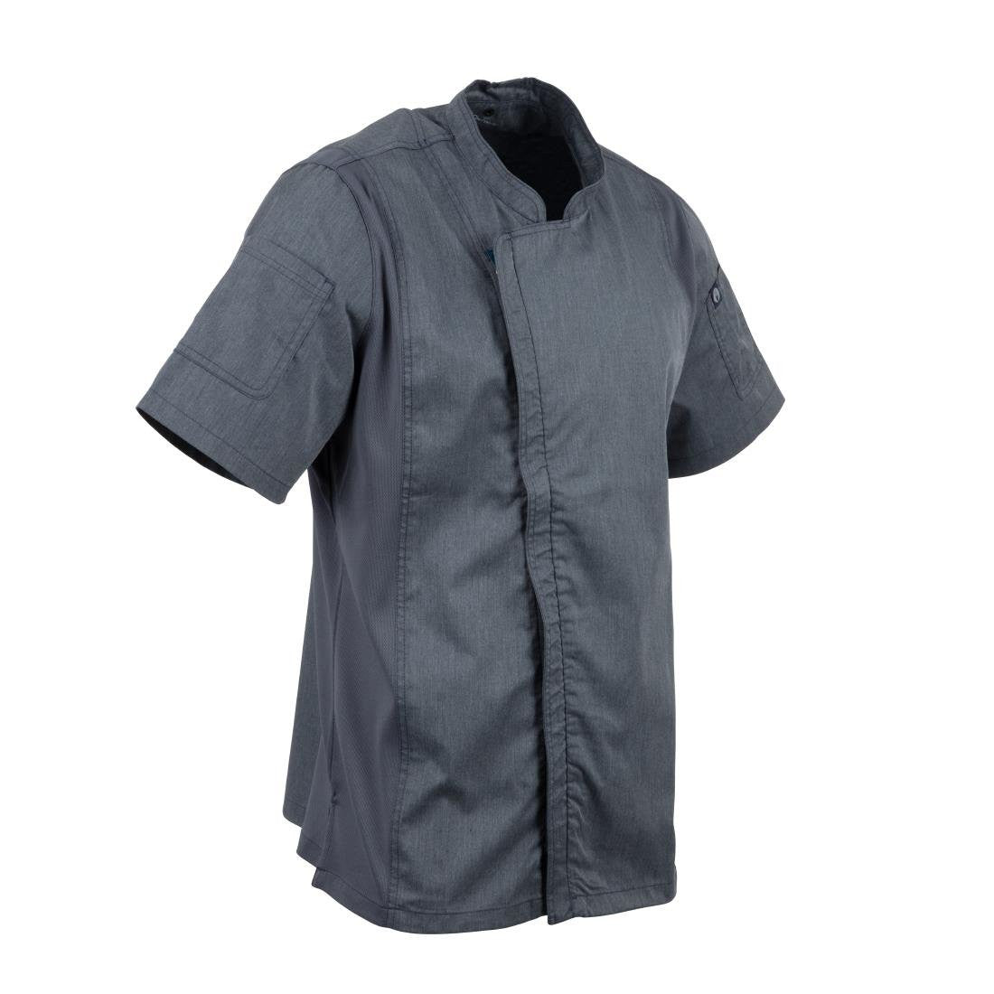 Chef Works Unisex Springfield Lightweight Short Sleeve Zipper Coat Ink Blue Size XL BB267-XL