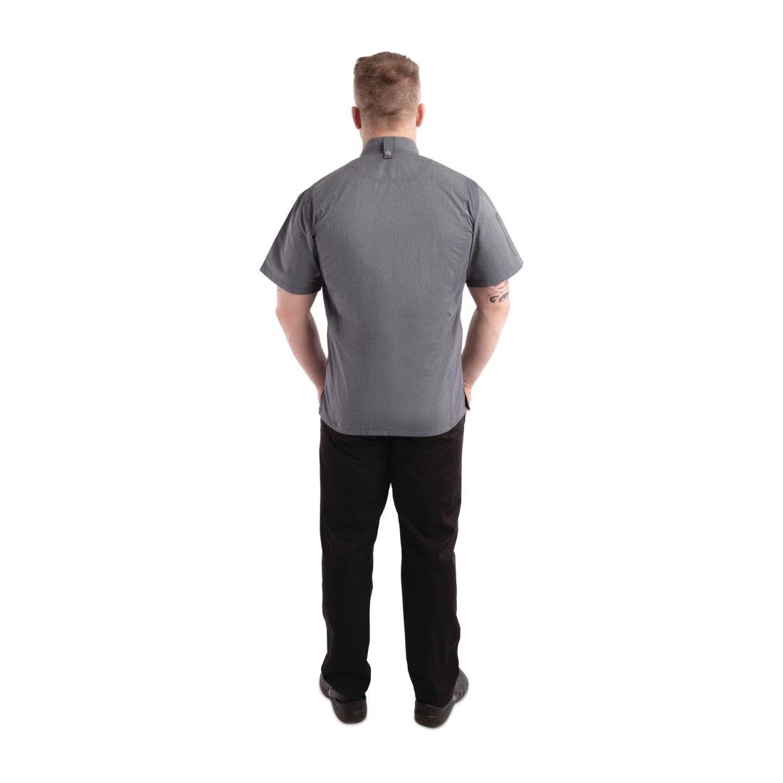 Chef Works Unisex Springfield Lightweight Short Sleeve Zipper Coat Ink Blue Size M BB267-M