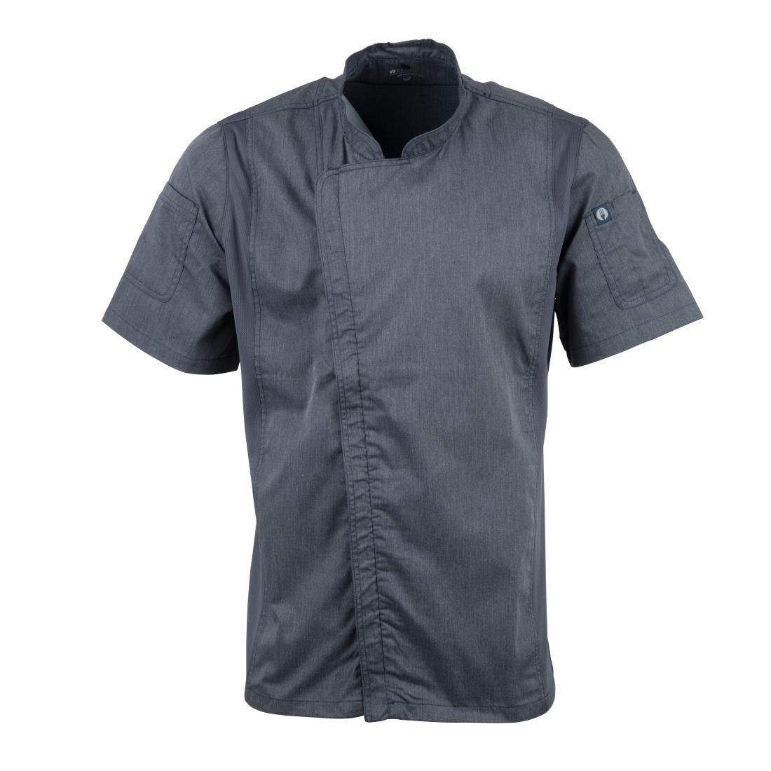 Chef Works Unisex Springfield Lightweight Short Sleeve Zipper Coat Ink Blue Size XL BB267-XL