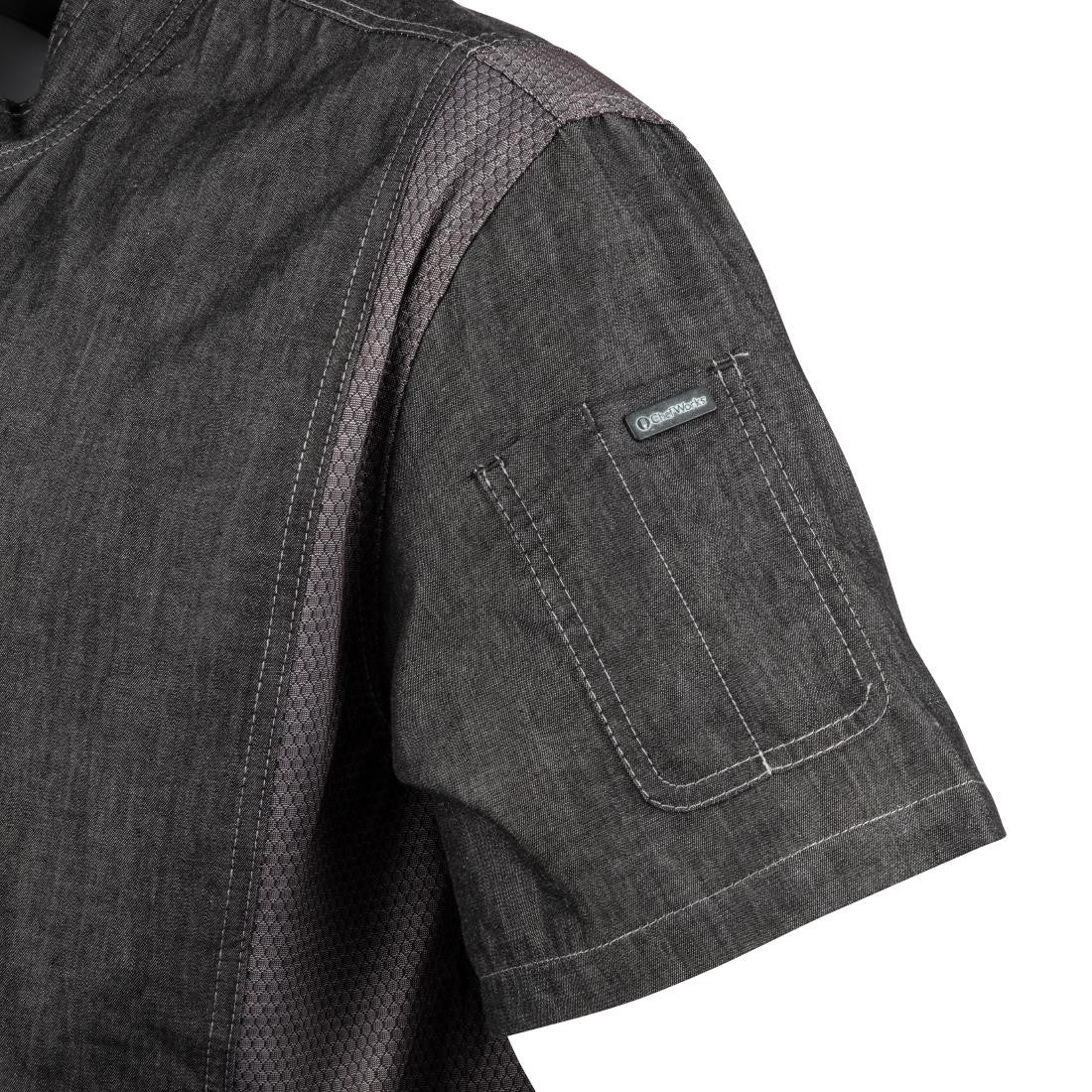 Chef Works Urban Delancey Short Sleeve Denim Chefs Jacket Size L BB270-L
