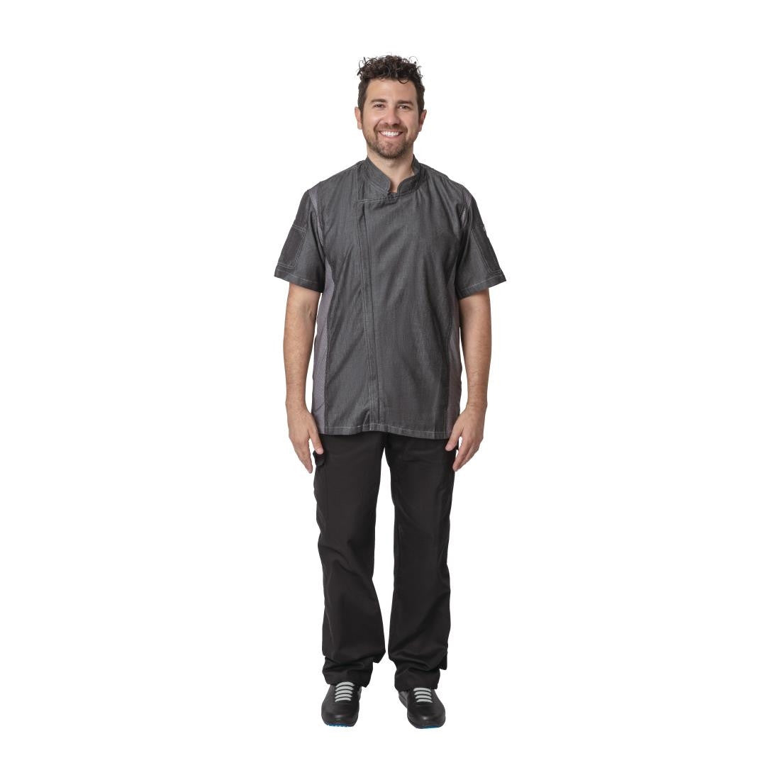 Chef Works Urban Delancey Short Sleeve Denim Chefs Jacket Size M BB270-M