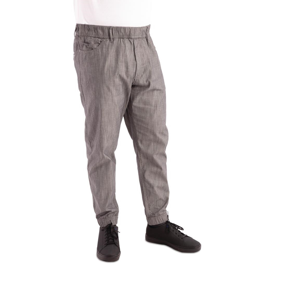 Chef Works Urban Jogger 257 Black and White Fine Stripe Size XL BB300-XL