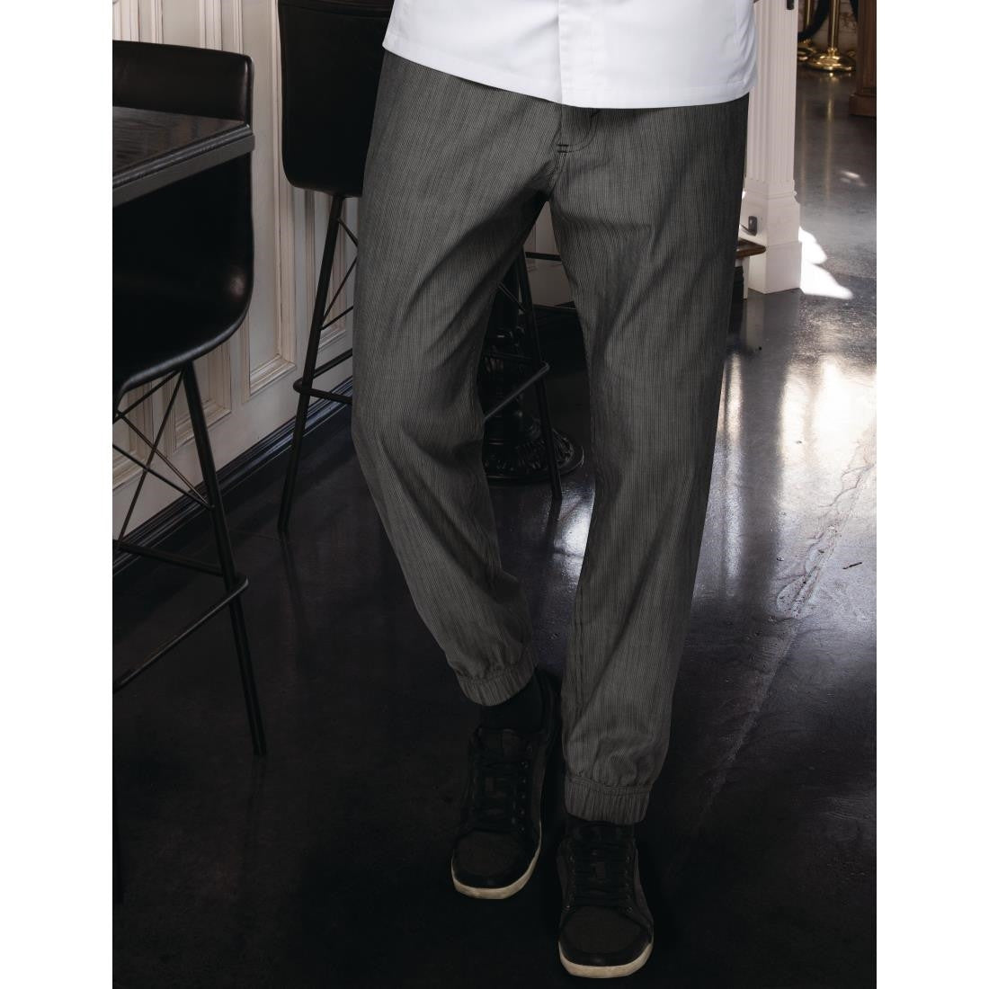 Chef Works Urban Jogger 257 Black and White Fine Stripe Size M BB300-M