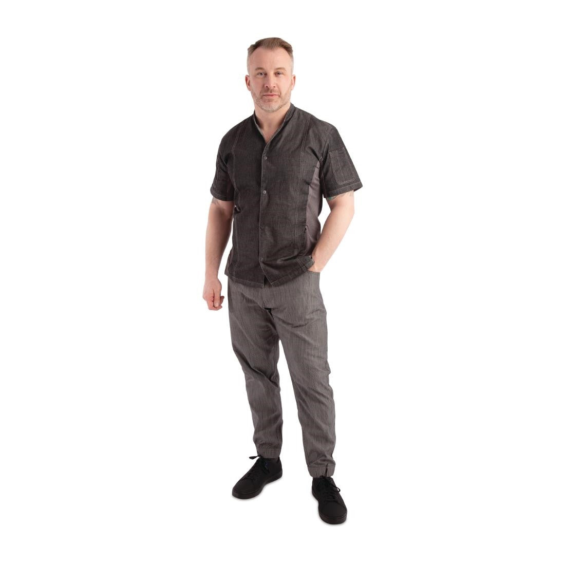 Chef Works Urban Jogger 257 Black and White Fine Stripe Size M BB300-M