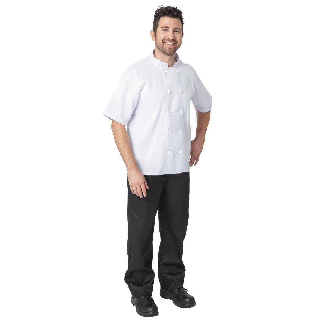 Nisbets Essentials Short Sleeve Chefs Jacket White L (Pack of 2) BB547-L