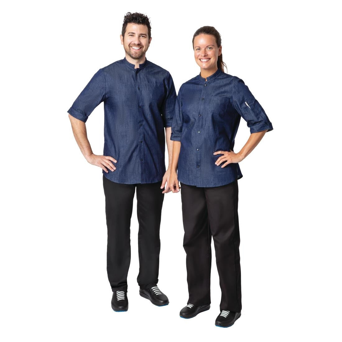 Southside NY Kings Mens Denim Lightweight Chefs Shirt Size S BB575-S