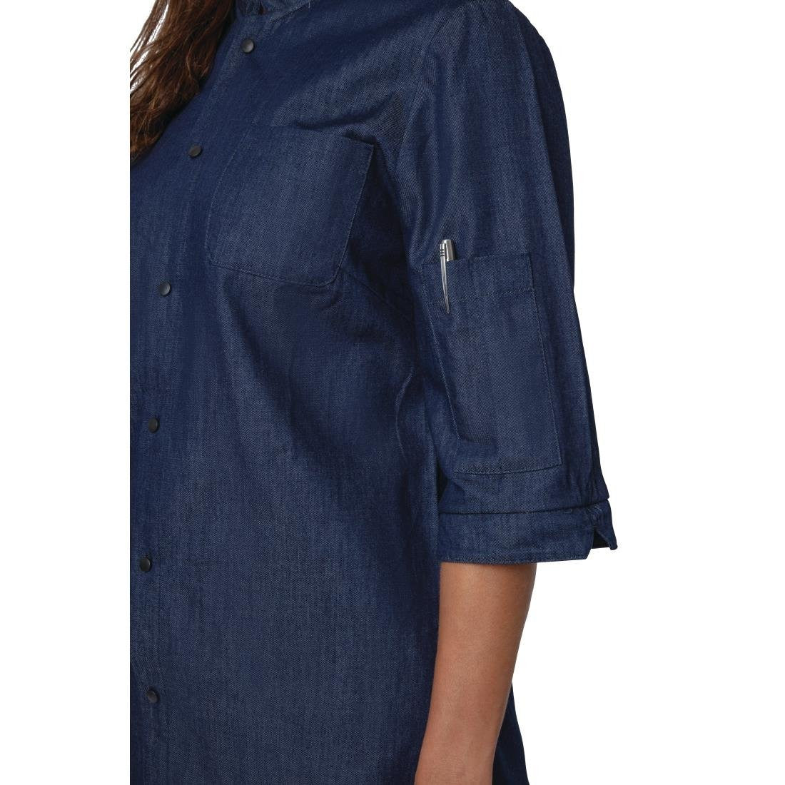 Southside NY Queens Womens Denim Lightweight Chefs Shirt Size XS BA003-XS