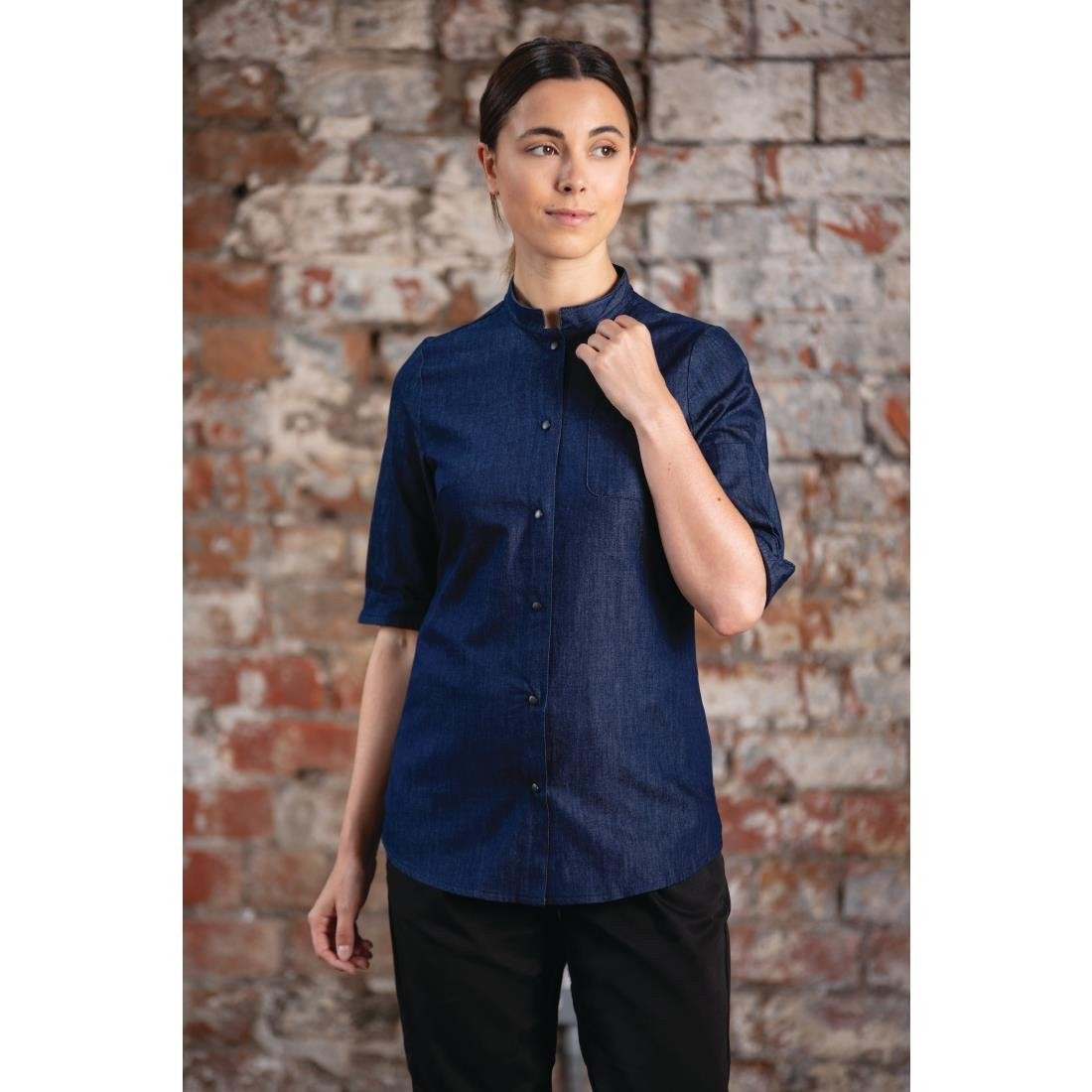 Southside NY Queens Womens Denim Lightweight Chefs Shirt Size XS BA003-XS