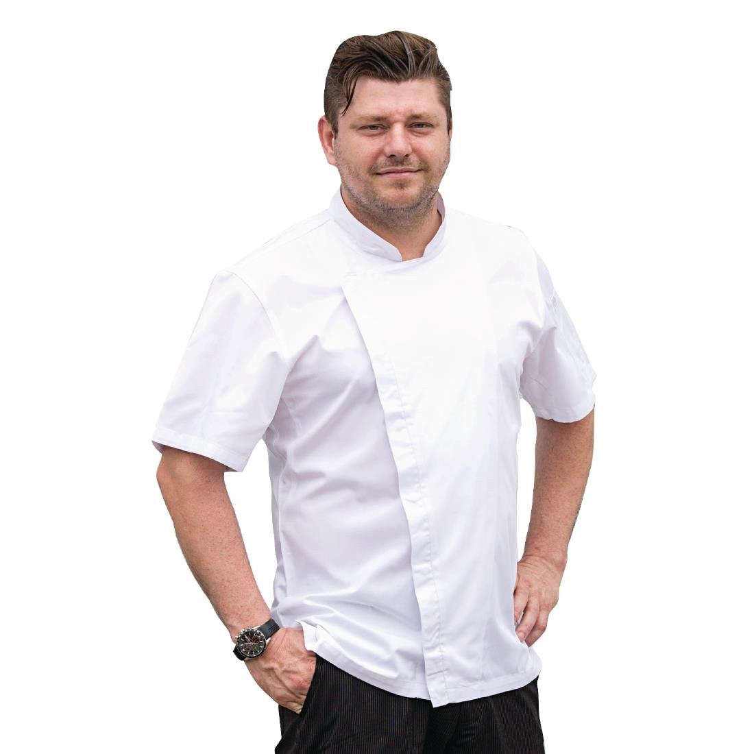 Chef Works Cannes Short Sleeve Chefs Jacket Size XL BB669-XL