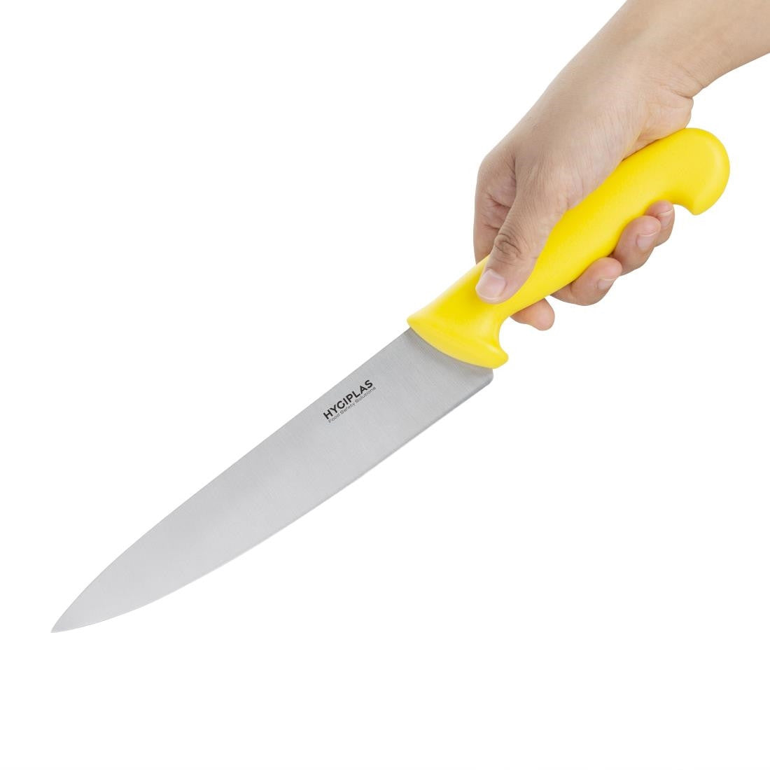 Hygiplas Chefs Knife Yellow 21.5cm in hand.