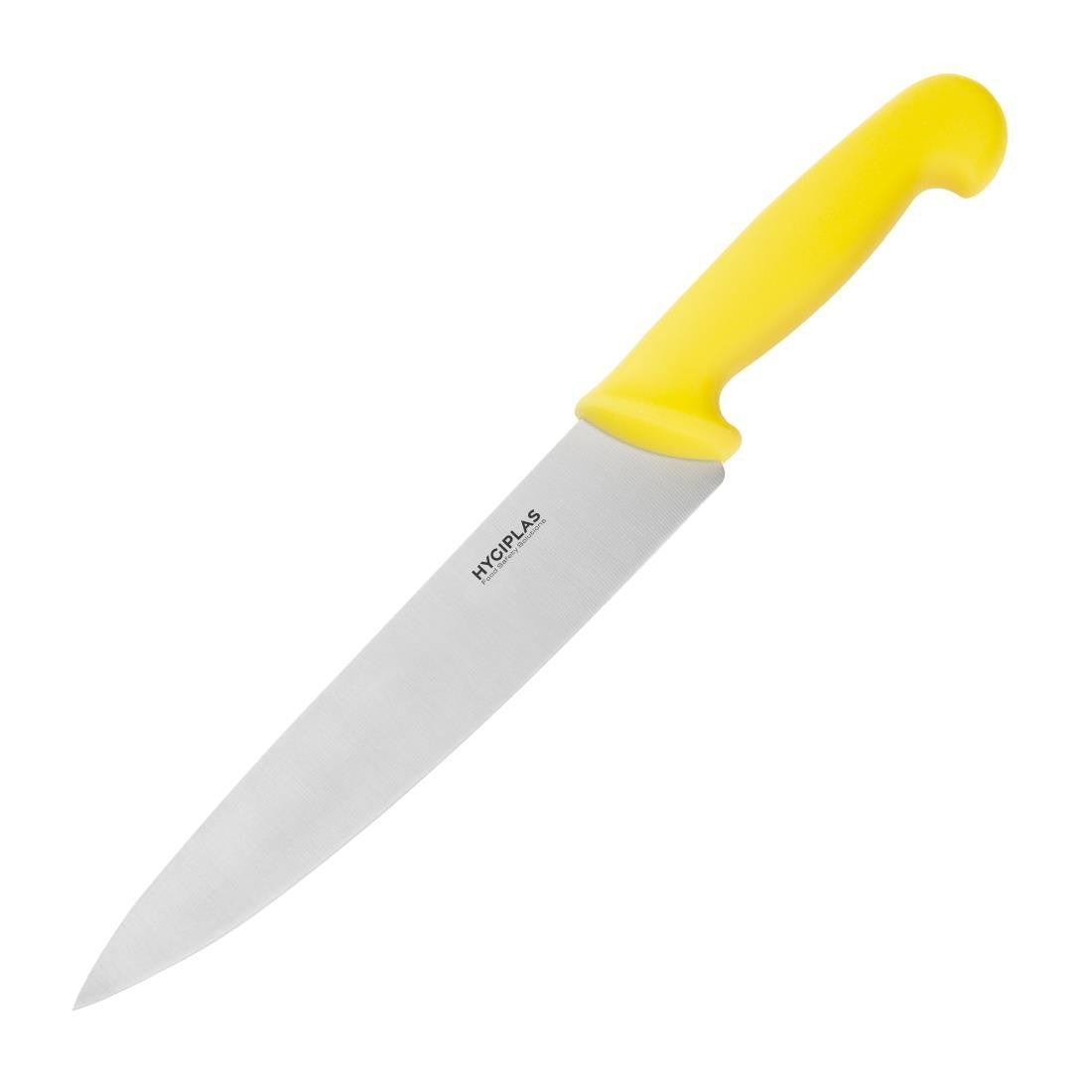 Hygiplas Chefs Knife Yellow 21.5cm side view.