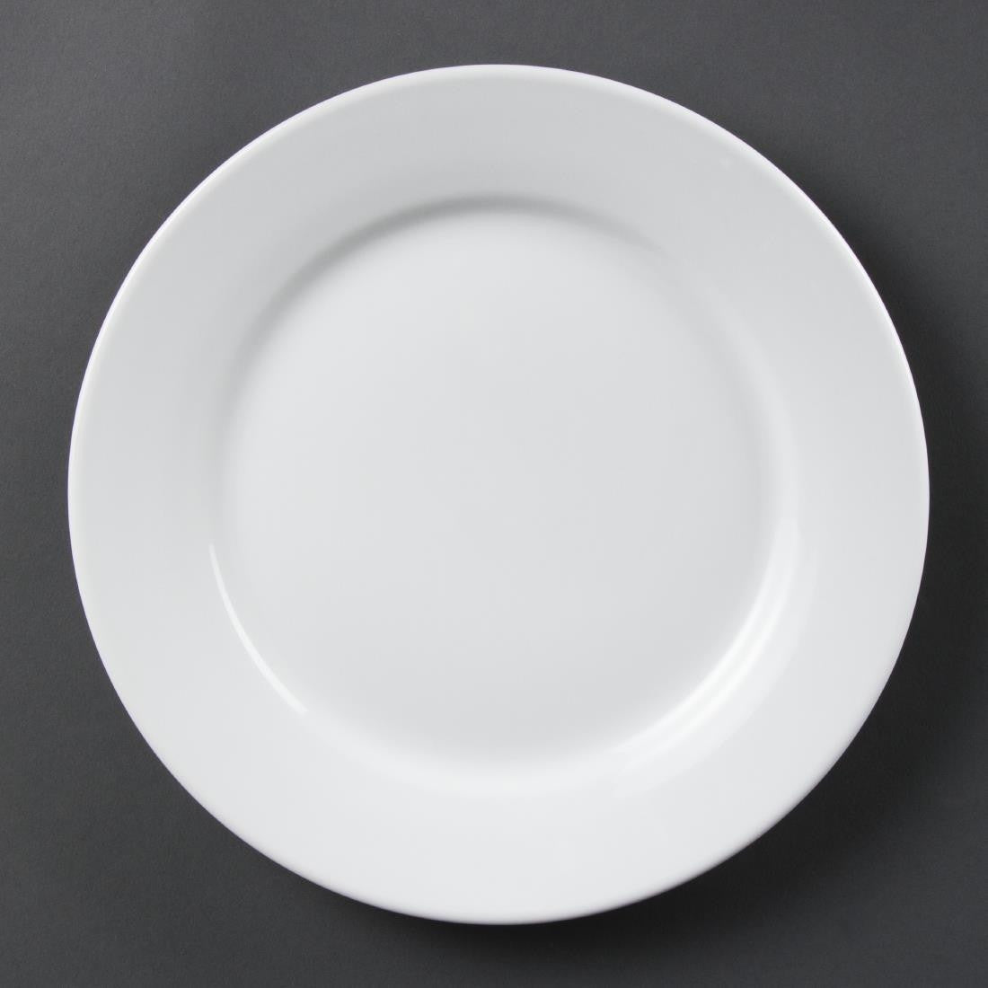 Olympia Whiteware Wide Rimmed Plates 250mm 12 Pack CB481