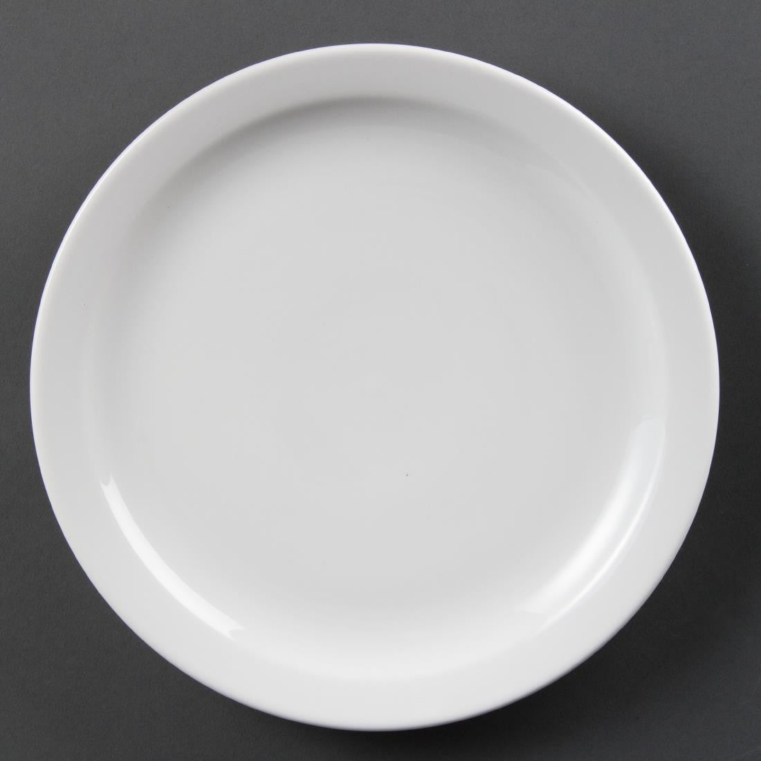 Olympia Whiteware Narrow Rimmed Plates 250mm 12 Pack CB490