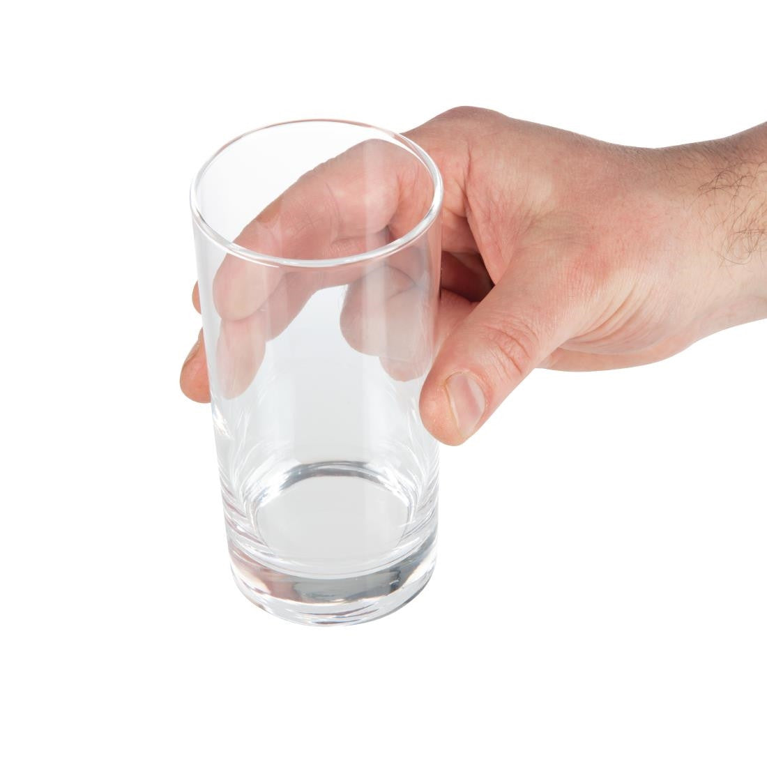 Hand holding  Olympia Hi Ball Glasses 285ml.