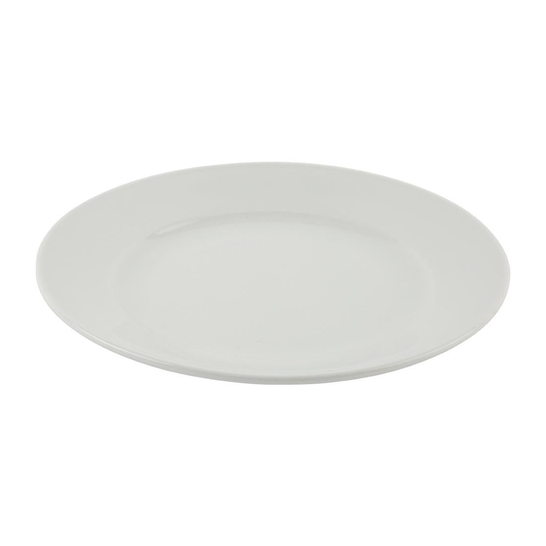 Side top view of Olympia Athena Wide Rimmed Plates 228mm White.