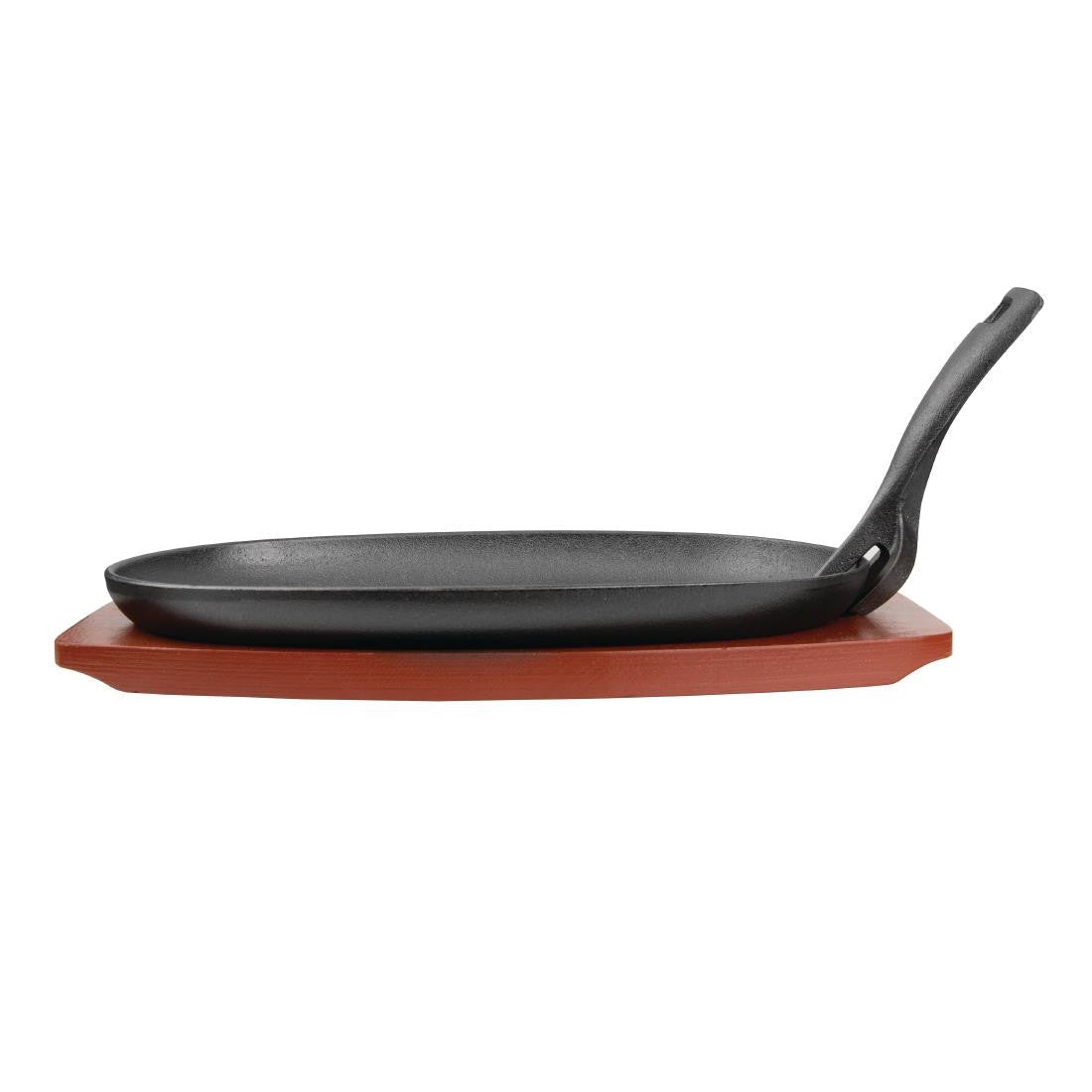 Olympia Cast Iron Oval Sizzler with Wooden Stand 280mm CC310