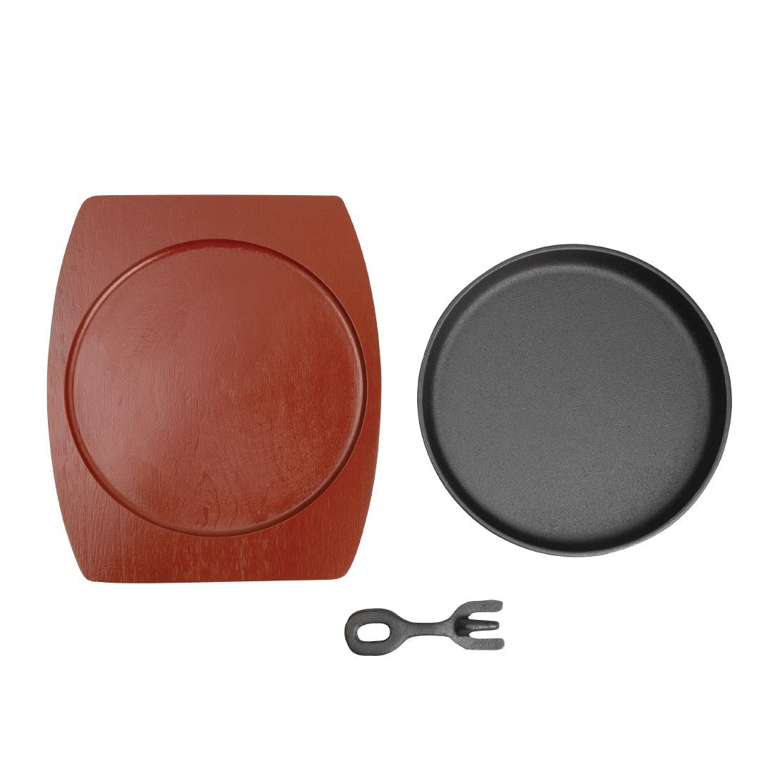 Olympia Cast Iron Round Sizzler with Wooden Stand CC311