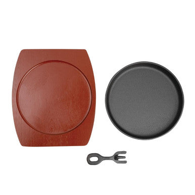 Olympia Cast Iron Round Sizzler with Wooden Stand CC311