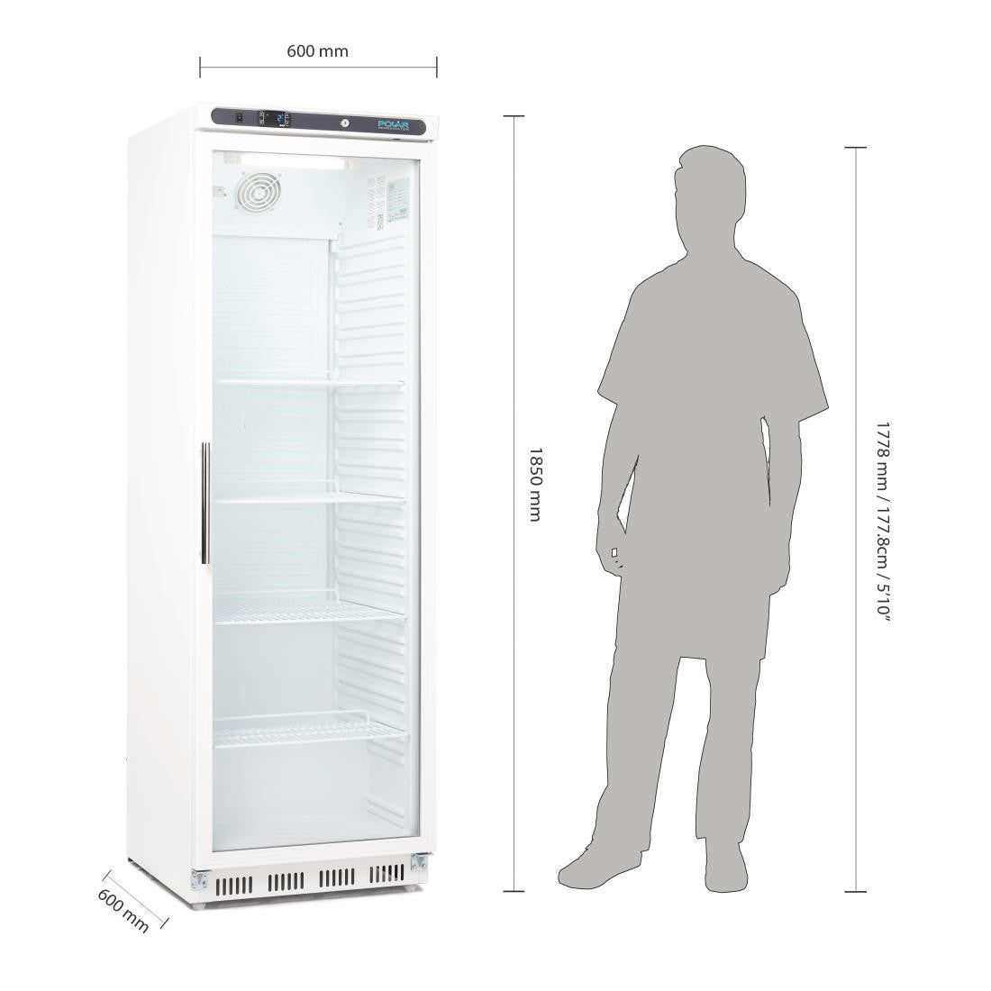 Polar C-Series Upright Display Fridge 400Ltr White CD087