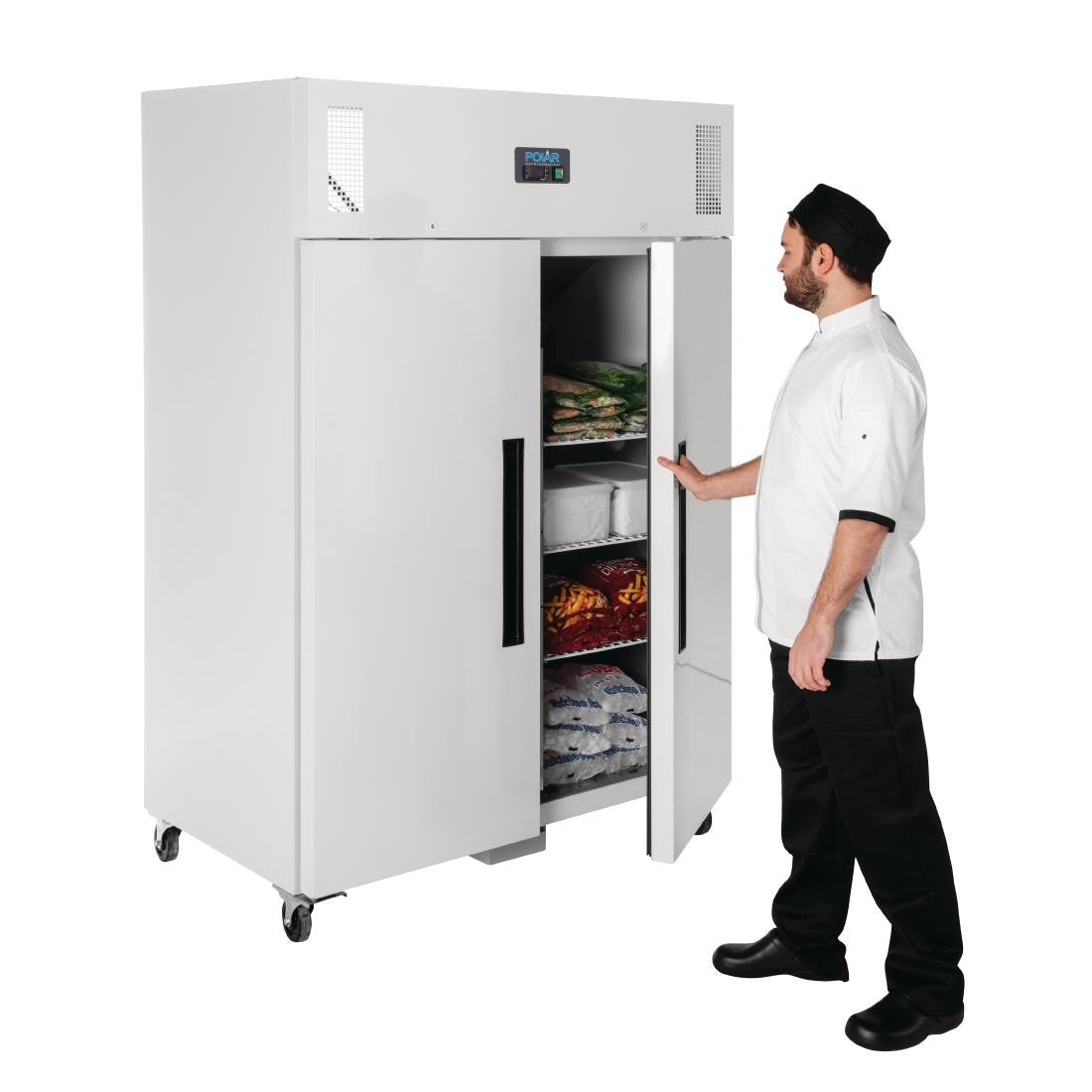 Polar G-Series Upright Double Door Freezer 1200Ltr White CD616