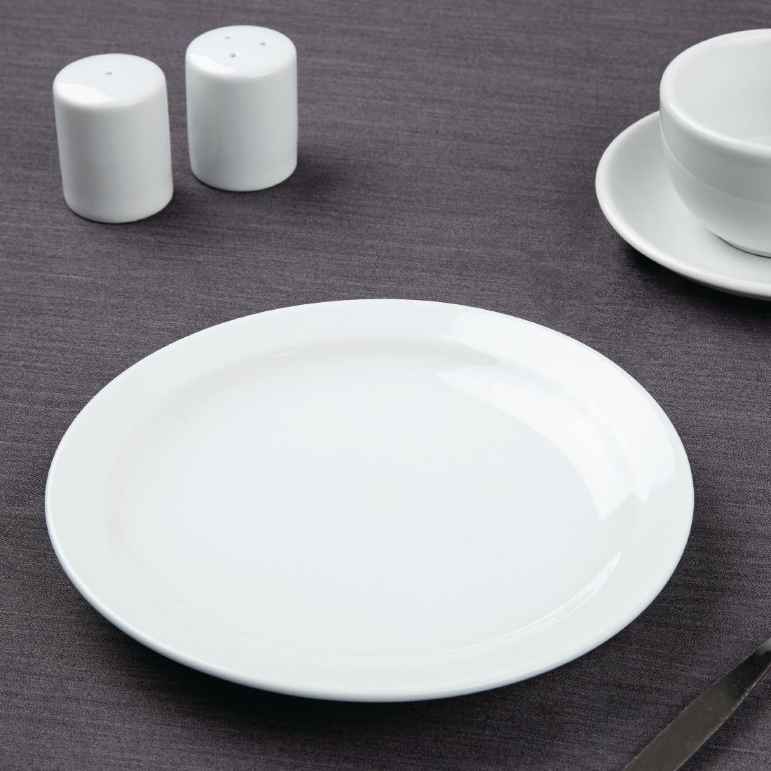 Table set up with Olympia Athena Narrow Rimmed Plates.