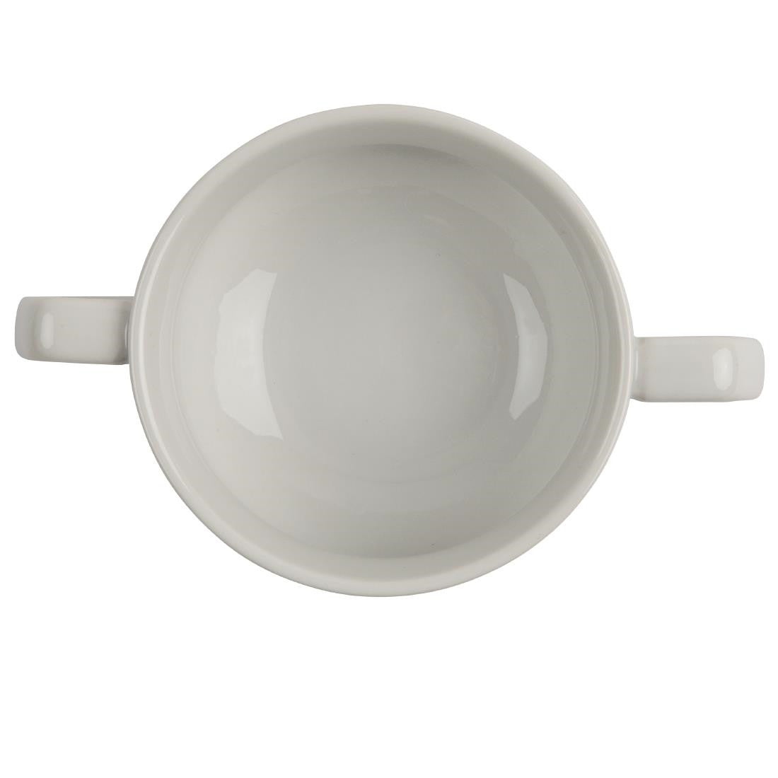 Top view of Olympia Athena Stacking Soup Bowls 160mm 290ml in black background.