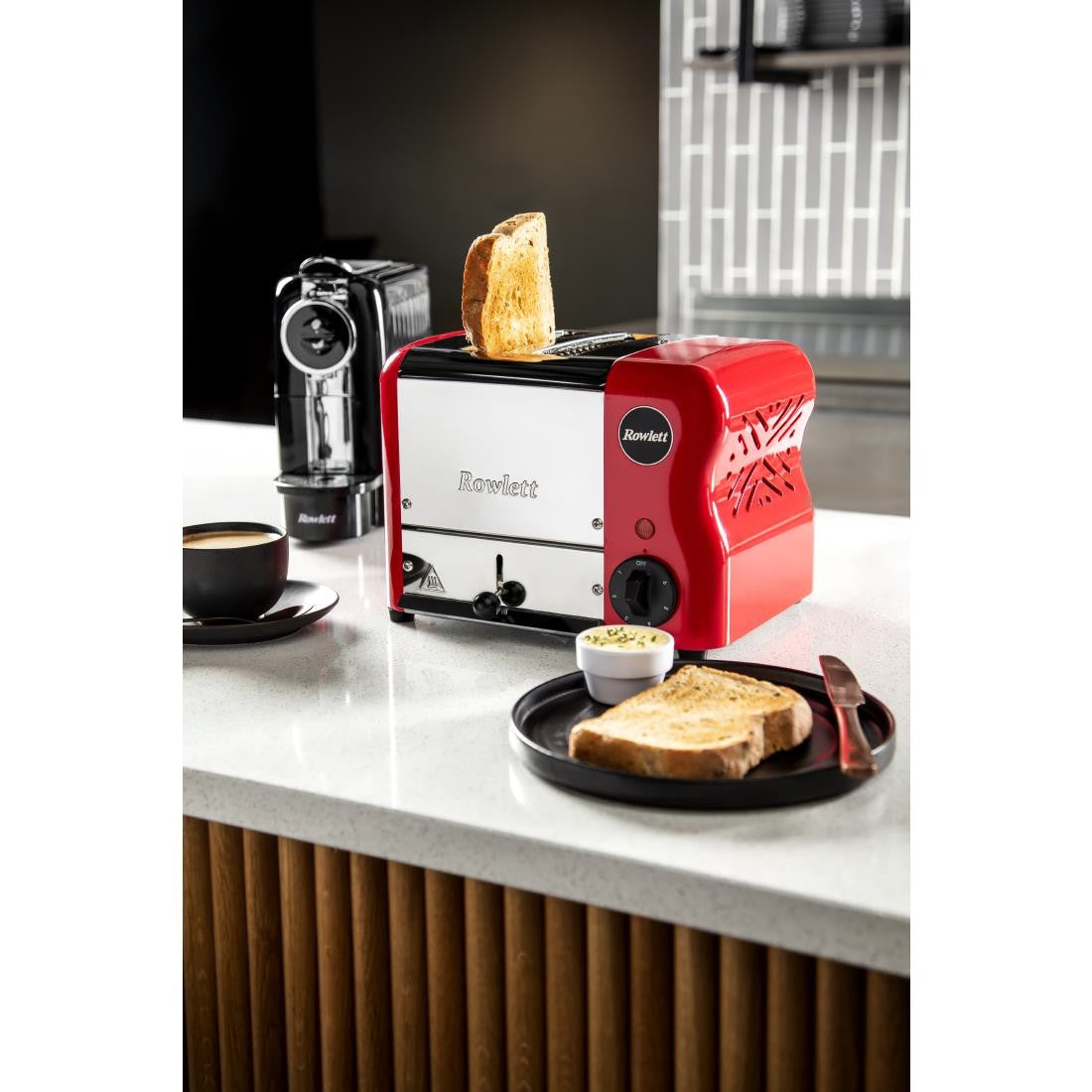 Rowlett Esprit 2 Slot Toaster Traffic Red w/2 Additional Elements & Sandwich Cage CH180