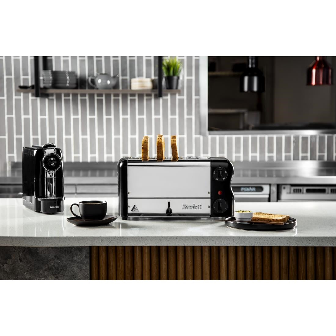 Rowlett Esprit 4 Slot Toaster Jet Black w/2x Additional Elements & Sandwich Cage CH183