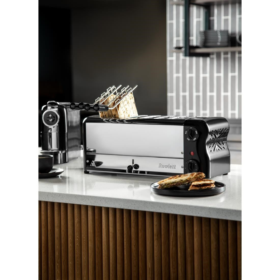 Rowlett Esprit 6 Slot Toaster Jet Black w/2x Additional Elements & Sandwich Cage CH187
