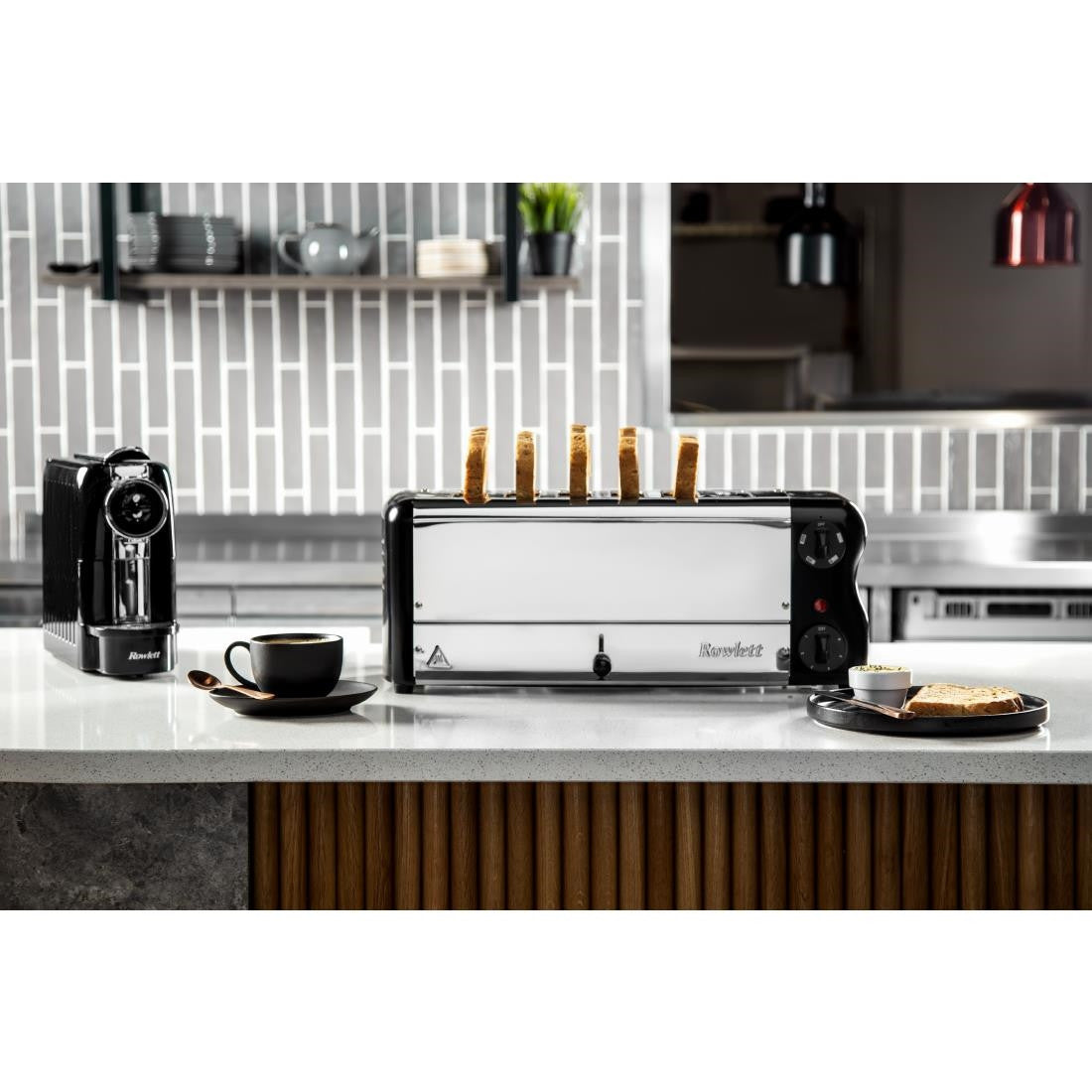 Rowlett Esprit 6 Slot Toaster Jet Black w/2x Additional Elements & Sandwich Cage CH187