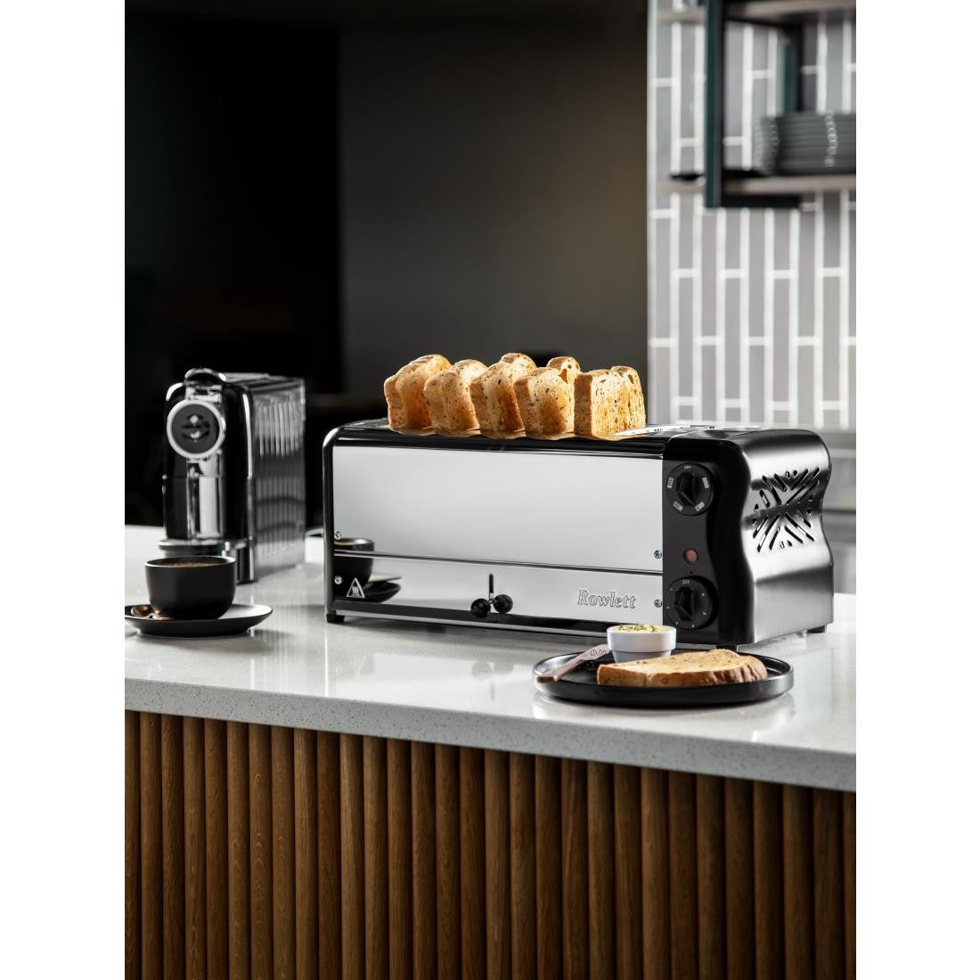 Rowlett Esprit 6 Slot Toaster Jet Black w/2x Additional Elements & Sandwich Cage CH187