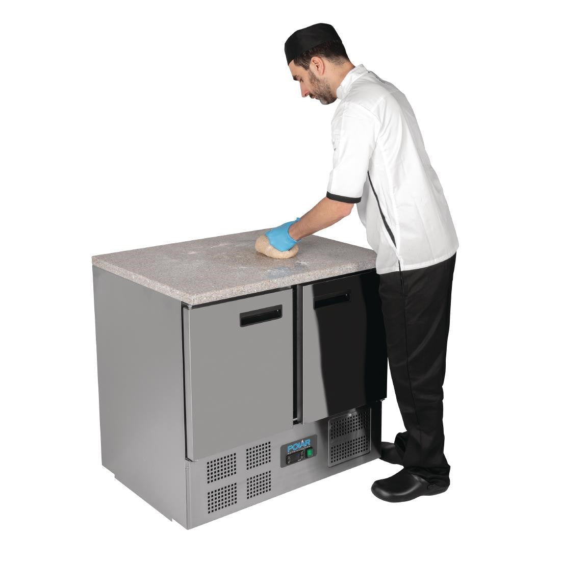 Polar G-Series Double Door Counter Fridge with Granite Work Top 240Ltr CL108