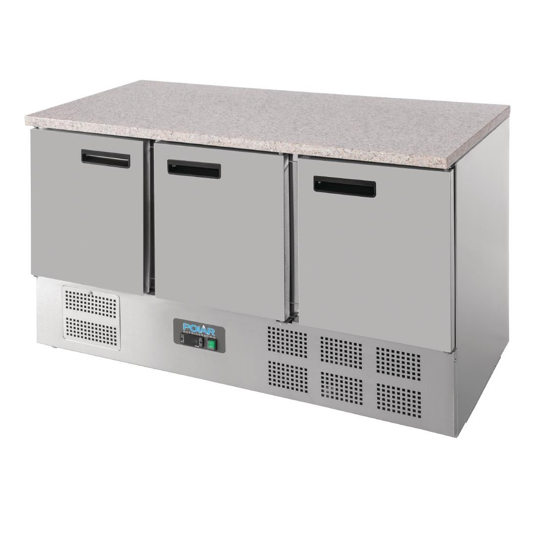 Polar G-Series 3 Door Counter Fridge with Granite Work Top 368Ltr CL109
