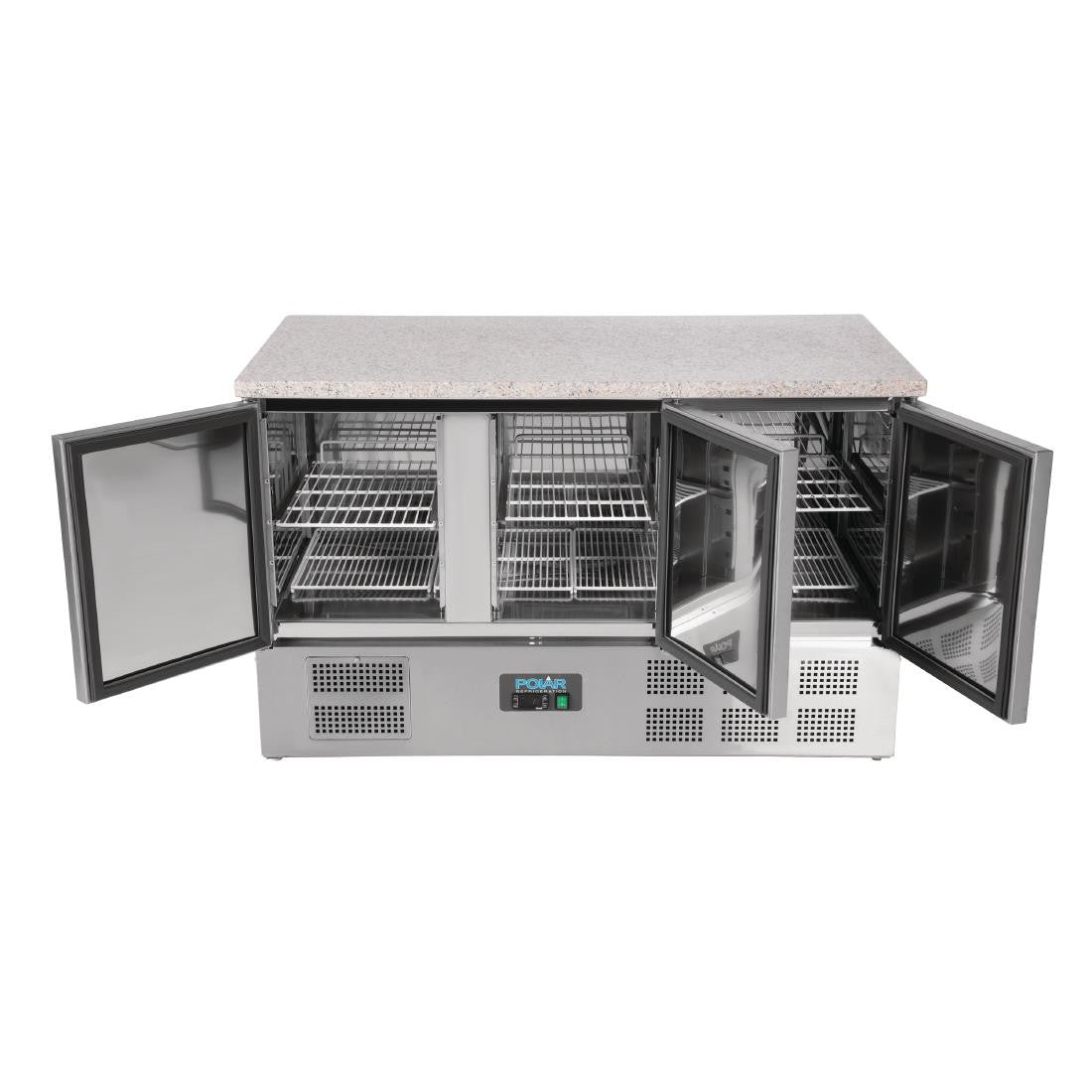 Polar G-Series 3 Door Counter Fridge with Granite Work Top 368Ltr CL109