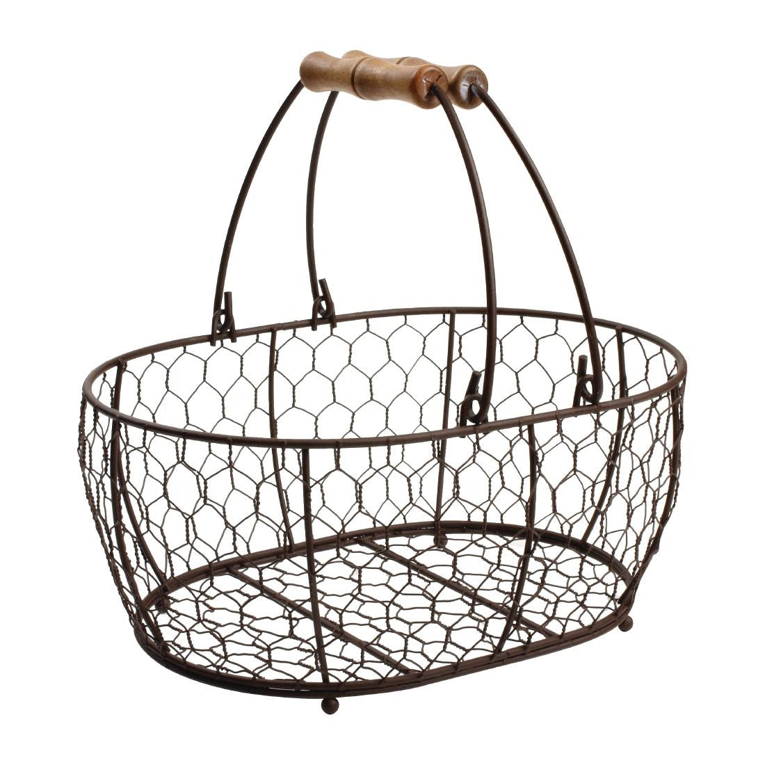 T&G Provence Wire Oval Basket with Handles Brown CL488