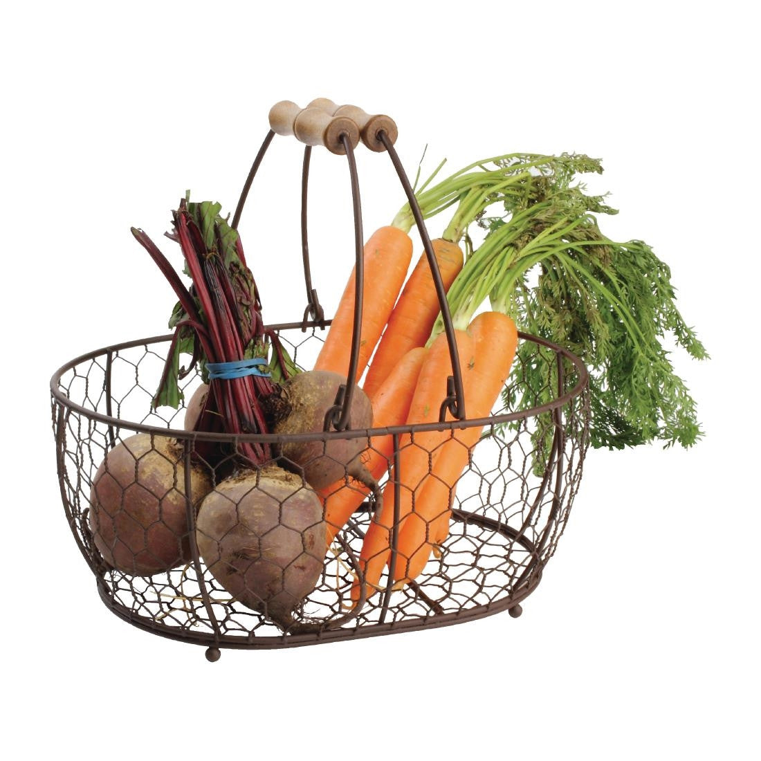 T&G Provence Wire Oval Basket with Handles Brown CL488