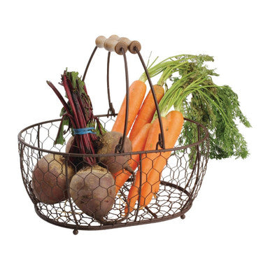 T&G Provence Wire Oval Basket with Handles Brown CL488