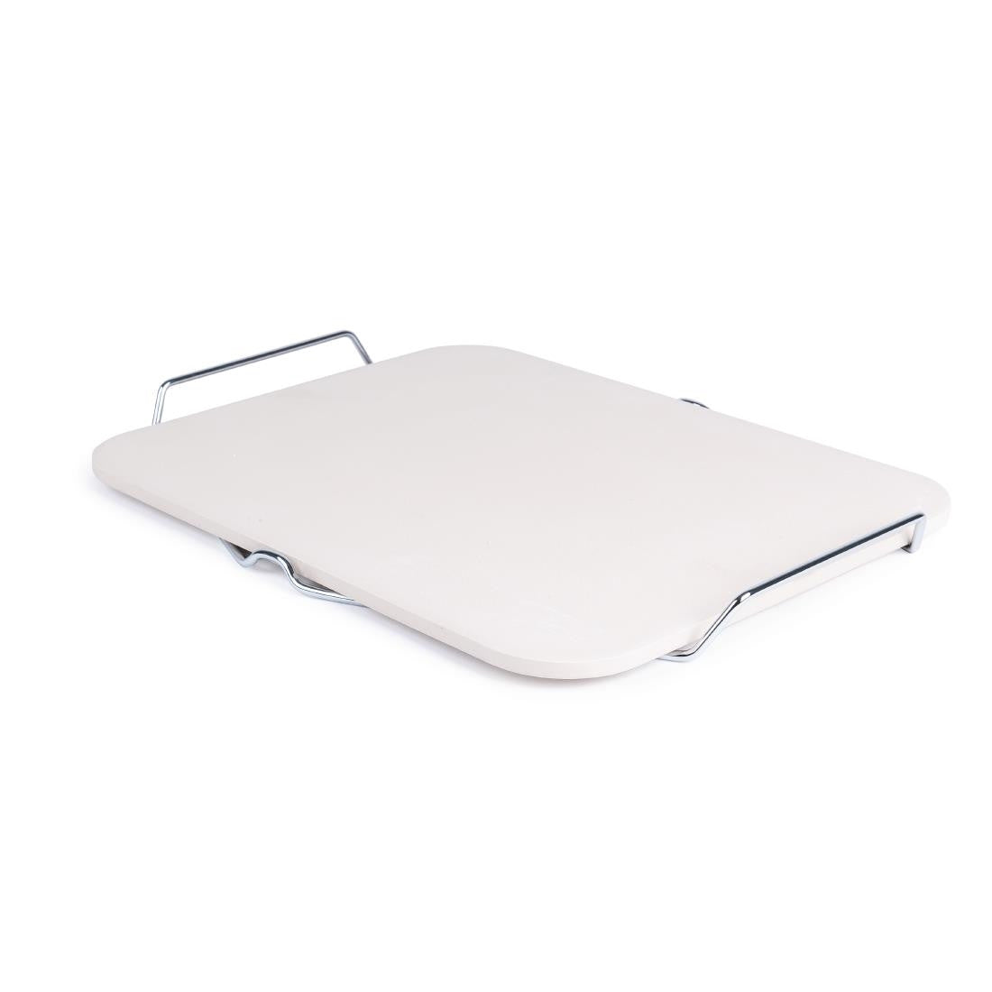 Rectangular Pizza Stone with Metal Serving Rack 15in CL713
