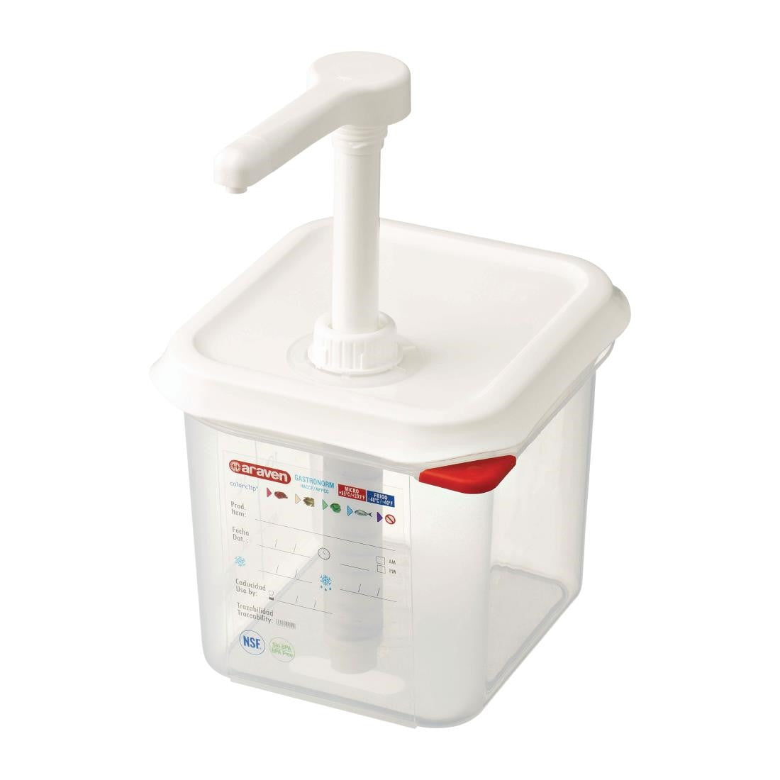 Araven Sauce Dispenser with Pump GN 1/6 Transparent 2.6Ltr CR820