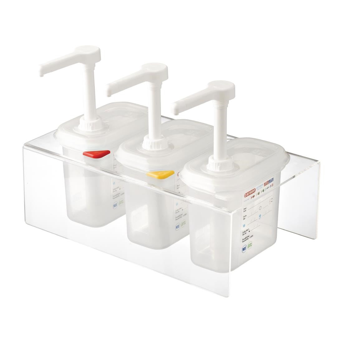 Araven Sauce Dispensers with Pump GN 1/9 Transparent 1.5Ltr (Pack of 3) CR823