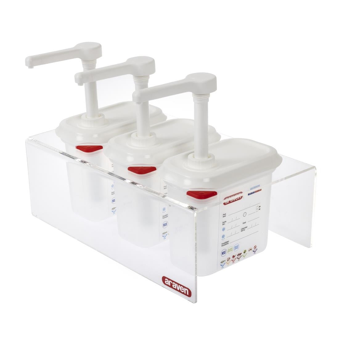 Araven Sauce Dispensers with Pump GN 1/9 Transparent 1.5Ltr (Pack of 3) CR823